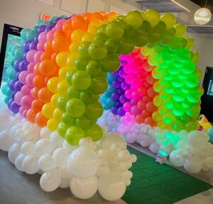 Spring celebration with colorful balloons