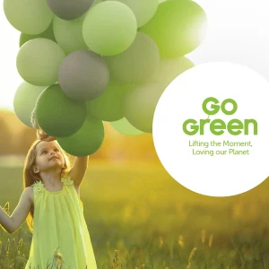 Biodegradable Gemar USA balloons promoting environmental awareness for Earth Day